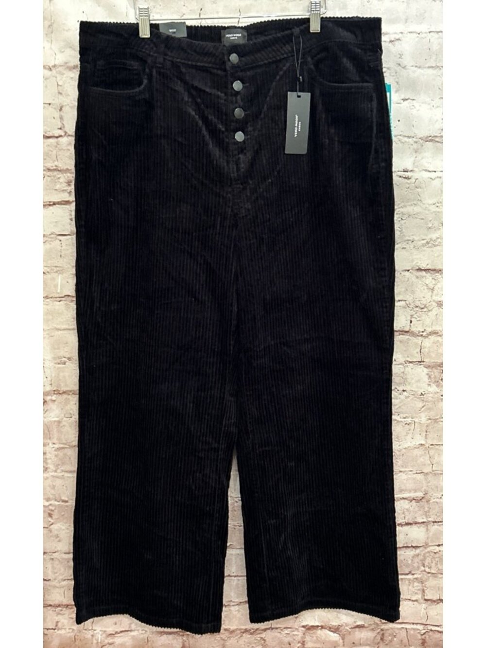 Vero Moda CURVE Pants Womens Size 18 Black Corduroy Wide Leg Super High Rise NEW